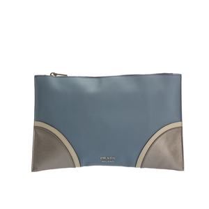 PRADA - Clutch Bag BP868L BlueSilverCream Leather Women